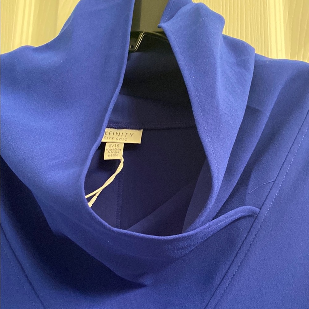 City Chic Refinity Elegant Blue Cowl Neck Dress - Picture 4 of 8